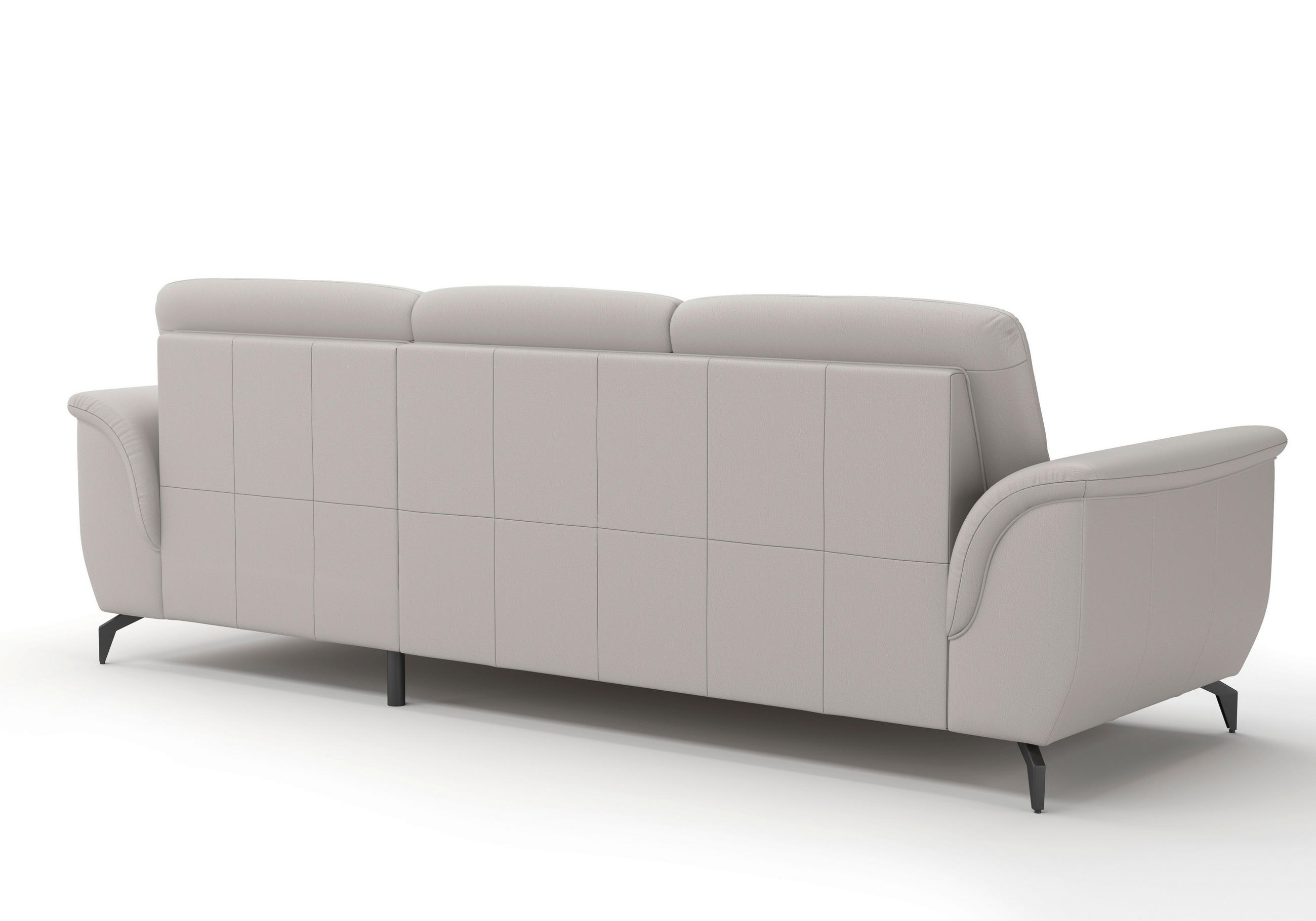 ECKSOFA ZORA E Hellgrau Echtleder  - Hellgrau/Schwarz, MODERN, Leder/Metall (262/164cm) - Sit & More