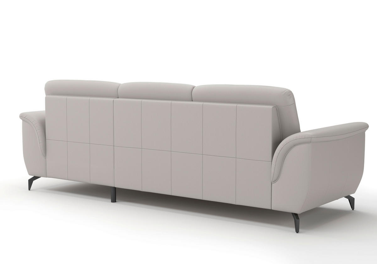 ECKSOFA in Echtleder Hellgrau  - Hellgrau/Schwarz, Modern, Leder/Metall (262/164cm) - Sit & More
