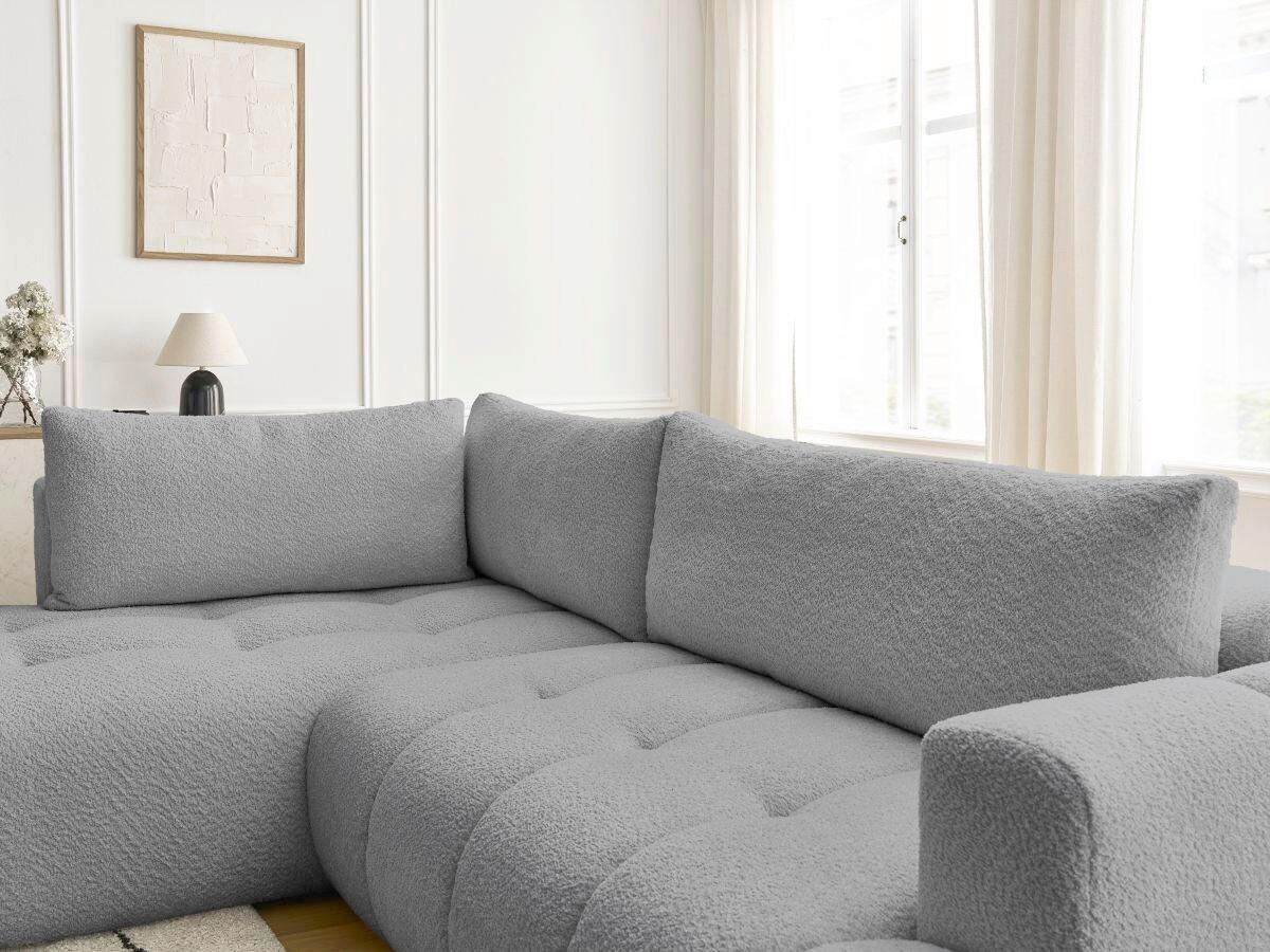ECKSCHLAFSOFA FUJI Bouclé Dunkelgrau  inkl.  - Dunkelgrau/Schwarz, MODERN, Kunststoff/Textil (204/282cm)