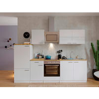 KÜCHENBLOCK 270 cm   in Weiss  - Weiss/Edelstahlfarben, Basics, Holzwerkstoff/Metall (270cm) - Respekta