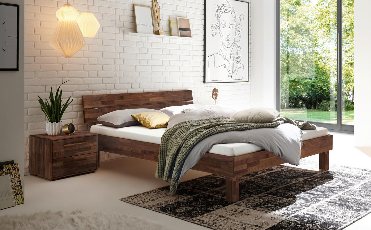 BETT 180/200 cm  in Nussbaumfarben  - Nussbaumfarben, Natur, Holz (180/200cm) - Hasena