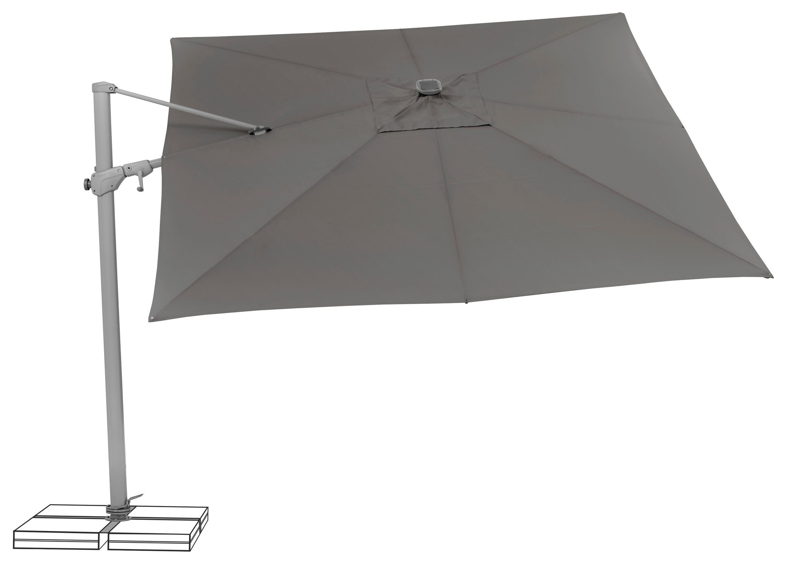 AMPELSCHIRM 300 cm  - Silberfarben/Alufarben, Basics, Textil/Metall (300/300cm) - Suncomfort by Glatz