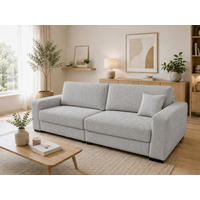 3-SITZER-SOFA Cord Hellgrau  - Hellgrau/Schwarz, Basics, Holz/Textil (250/90/110cm) - MID.YOU