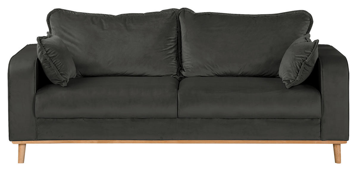 3-SITZER-SOFA Mikrofaser Dunkelgrau  - Wengefarben/Dunkelgrau, Design, Holz/Textil (193/86/87cm) - Livetastic