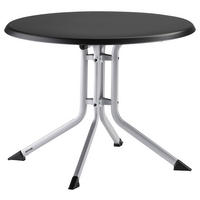 GARTENKLAPPTISCH Metall, Kunststoff rund  - Anthrazit/Silberfarben, Basics, Kunststoff/Metall (100/74cm) - Kettler
