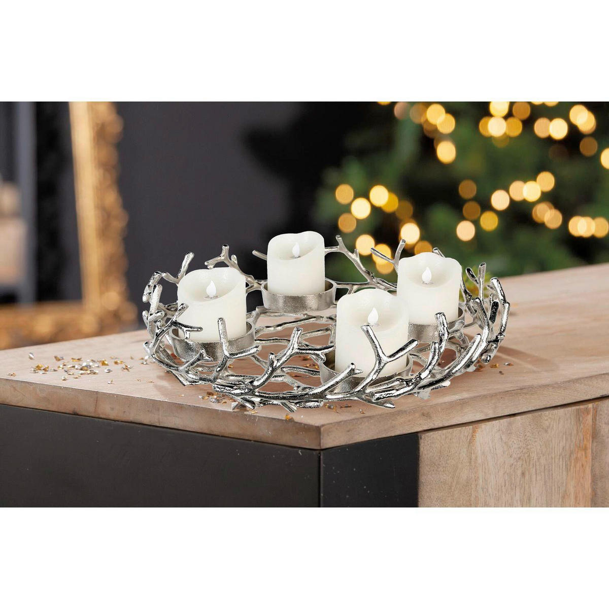 ADVENTSKRANZ  - Silberfarben, Basics, Metall (42/12cm)