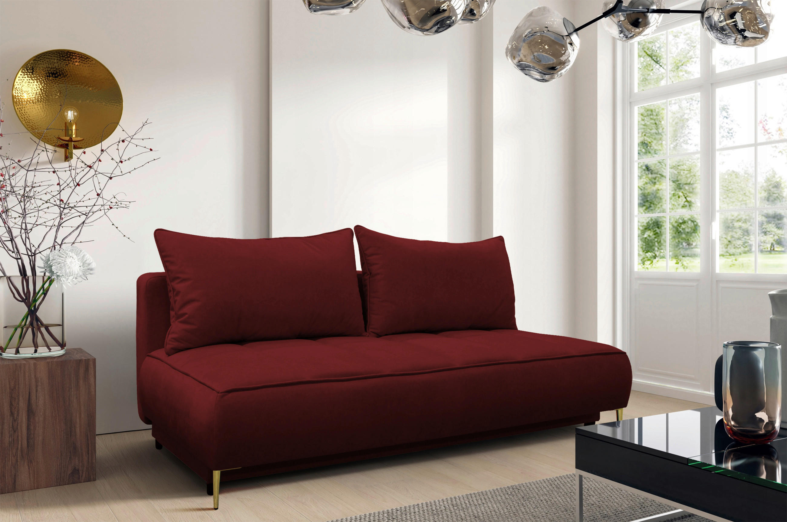 MID.YOU ROZKLÁDACÍ POHOVKA, textil, bordeaux