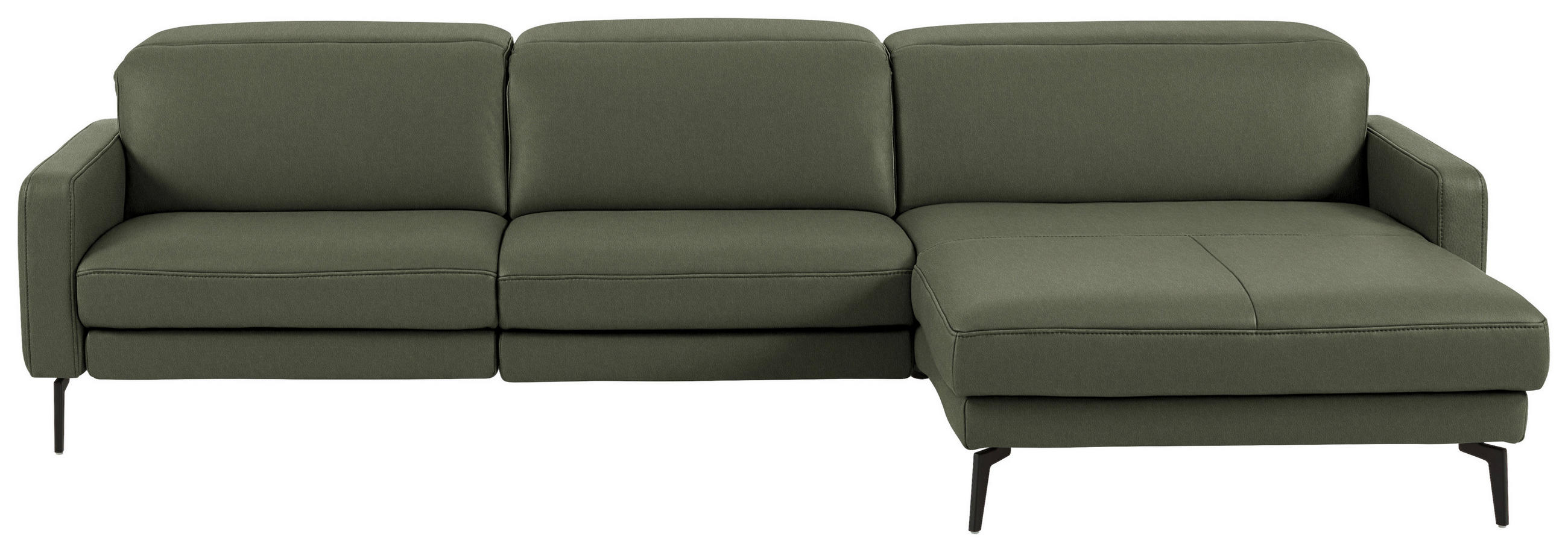 ECKSOFA  Echtleder Graugrün  - Schwarz/Graugrün, Design, Leder/Metall (323/179cm) - Dieter Knoll