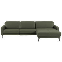 ECKSOFA  Echtleder Graugrün  - Schwarz/Graugrün, Design, Leder/Metall (323/179cm) - Dieter Knoll