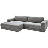 ECKSOFA in Cord Dunkelgrau  - Dunkelgrau/Schwarz, Design, Kunststoff/Textil (168/296cm) - Pure Home Lifestyle