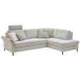 ECKSOFA  in Webstoff Ecru  - Ecru/Schwarz, KONVENTIONELL, Textil/Metall (277/201cm) - Dieter Knoll