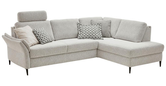 ECKSOFA  in Webstoff Ecru  - Ecru/Schwarz, KONVENTIONELL, Textil/Metall (277/201cm) - Dieter Knoll
