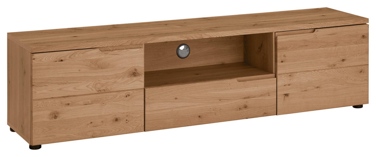NÍZKÁ KOMODA, dub, barvy dubu, 165/42/40 cm - barvy stříbra/barvy dubu, Design, dřevo/kompozitní dřevo (165/42/40cm) - Linea Natura
