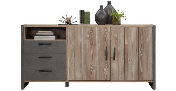 SIDEBOARD 189,5/93,4/43,1 cm  - Dunkelgrau/Schwarz, Trend, Holzwerkstoff/Kunststoff (189,5/93,4/43,1cm) - Carryhome