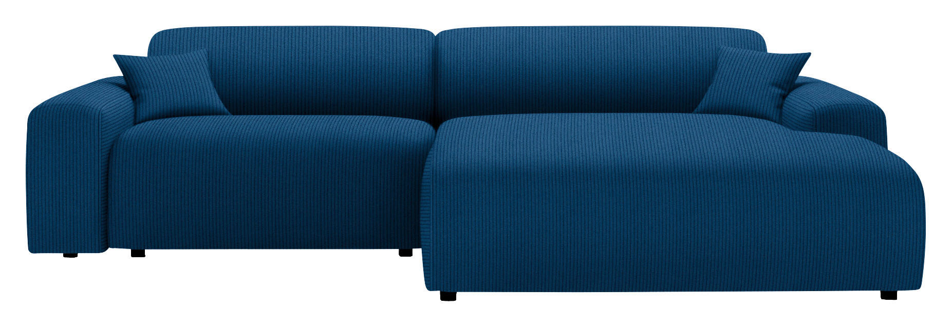 ECKSOFA in Velours, Feincord Blau  - Blau/Schwarz, Design, Kunststoff/Textil (292/178cm) - Livetastic