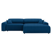 ECKSOFA in Velours, Feincord Blau  - Blau/Schwarz, Design, Kunststoff/Textil (292/178cm) - Livetastic