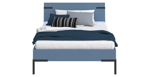 BETT 120/200 cm  in Blau  - Blau/Schwarz, Design, Holzwerkstoff/Metall (120/200cm) - Xora