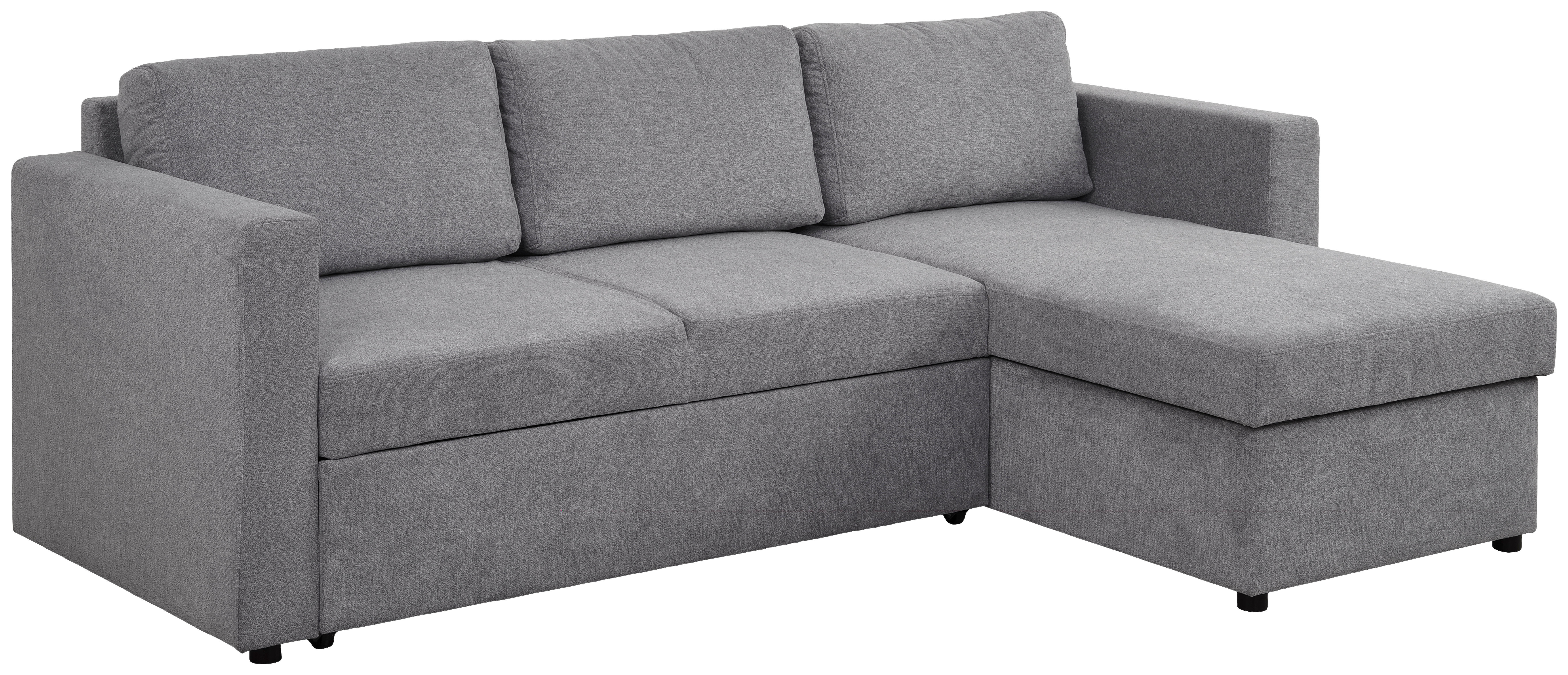 ECKSOFA in Webstoff Grau  - Schwarz/Grau, KONVENTIONELL, Kunststoff/Textil (230/155cm) - Carryhome