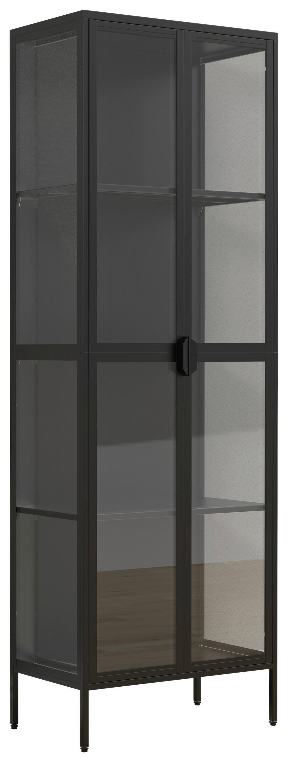 VITRINE Floka in Schwarz  - Transparent/Schwarz, Design, Glas/Metall (60/180/35cm) - MID.YOU