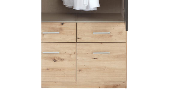KLEIDERSCHRANK in Dunkelgrau, Eiche Artisan - Dunkelgrau/Silberfarben, Design, Holzwerkstoff/Kunststoff (91/197/54cm) - Carryhome