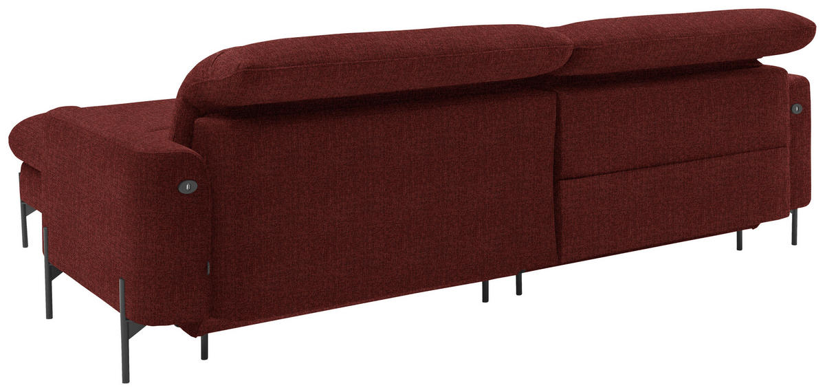 ECKSOFA in Flachgewebe Rot  - Rot/Schwarz, Design, Textil/Metall (252/191cm) - Dieter Knoll