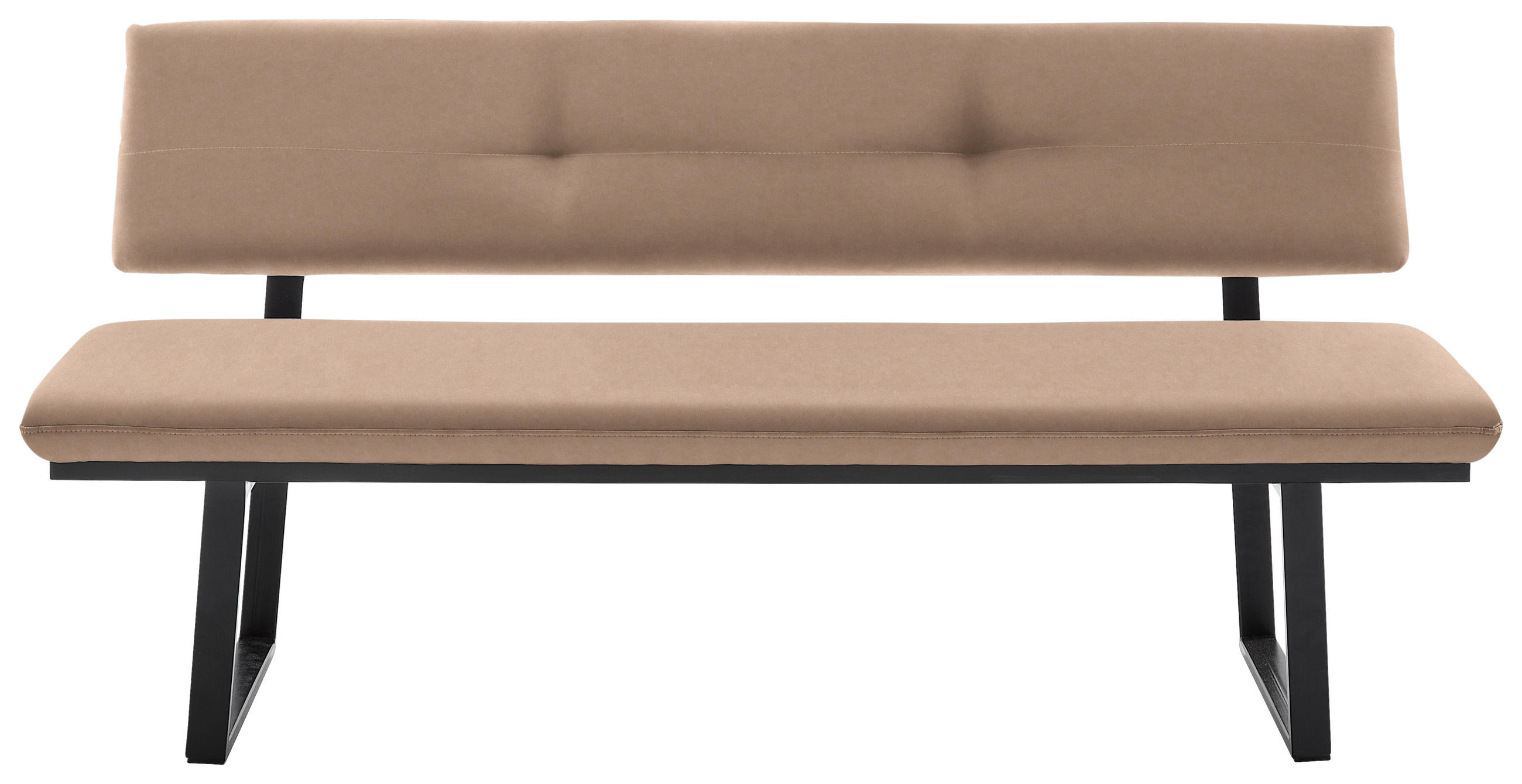 SITZBANK in Metall, Textil Schwarz, Beige  - Beige/Schwarz, Modern, Textil/Metall (180/86/60cm) - Cantus