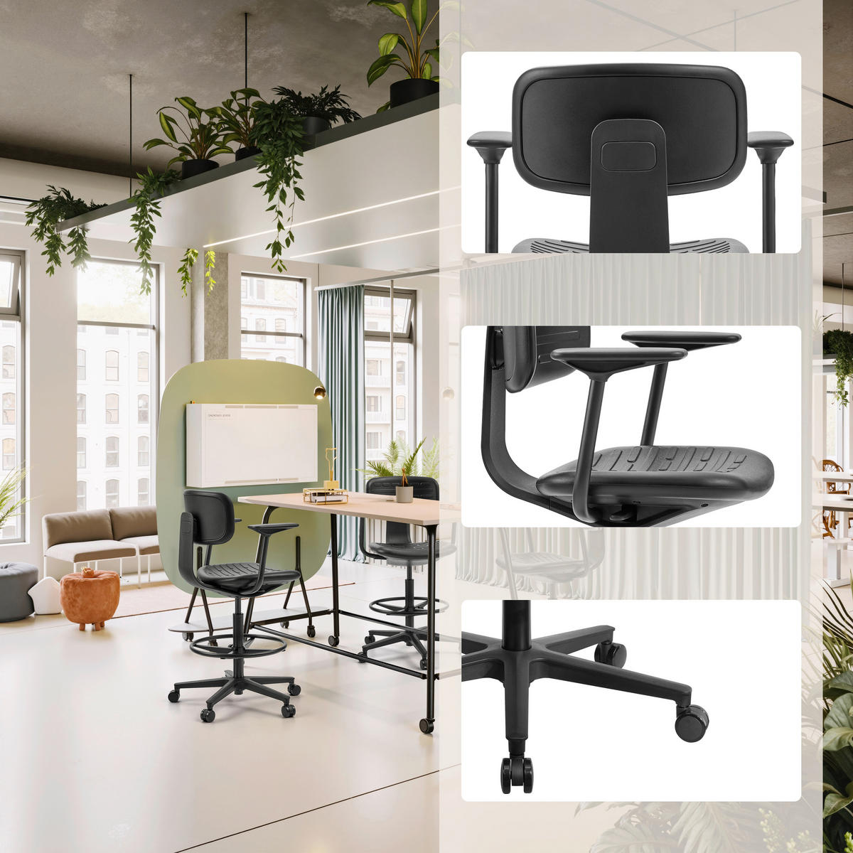 DREHSTUHL Schwarz  - Schwarz, MODERN, Kunststoff (45/119/53cm) - MID.YOU