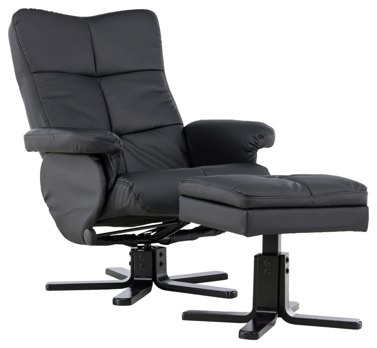 RELAXSESSELSET Lederlook (vegan)    - Schwarz, Design, Textil/Metall (78/101/90cm) - Livetastic