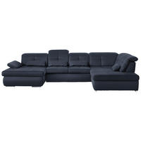 WOHNLANDSCHAFT  in Mikrofaser Blau  - Chromfarben/Blau, Design, Textil (195/371/260cm) - Beldomo Style