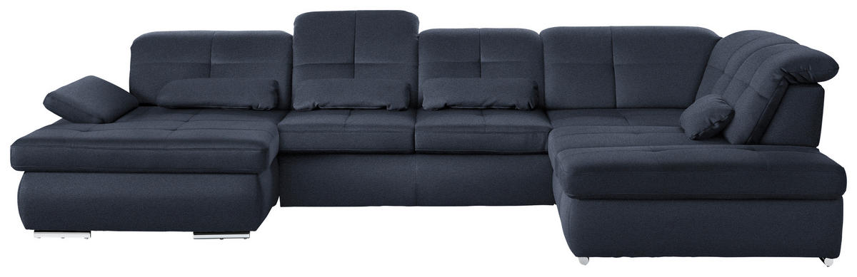 WOHNLANDSCHAFT  in Mikrofaser Blau  - Chromfarben/Blau, Design, Textil (195/371/260cm) - Beldomo Style