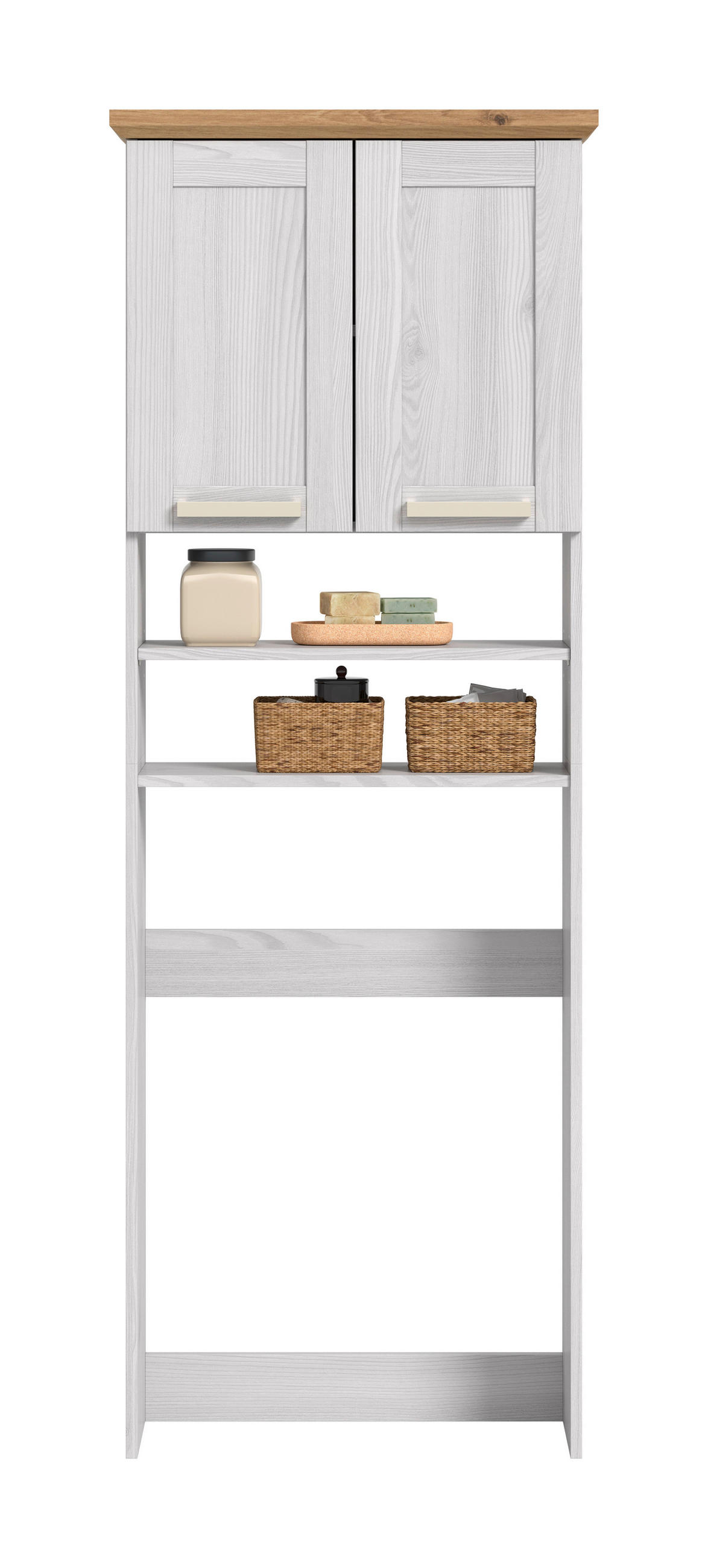 SKŘÍŇKA NAD PRAČKU, barvy modřínu, dub artisan - barvy stříbra/barvy modřínu, Trend, kompozitní dřevo/plast (68/187/26cm) - MID.YOU