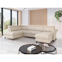 WOHNLANDSCHAFT GLENDALE E Sandfarben Chenille  - Sandfarben/Schwarz, KONVENTIONELL, Textil/Metall (193/321/166cm) - Sit & More