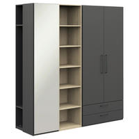 KLEIDERSCHRANK in Graphitfarben, Eichefarben  - Eichefarben/Anthrazit, Design, Glas/Holzwerkstoff (202,6/213,6/59,3cm) - Cantus