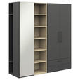 KLEIDERSCHRANK  in Graphitfarben, Eichefarben  - Eichefarben/Anthrazit, Design, Glas/Holzwerkstoff (202,6/213,6/59,3cm) - Cantus