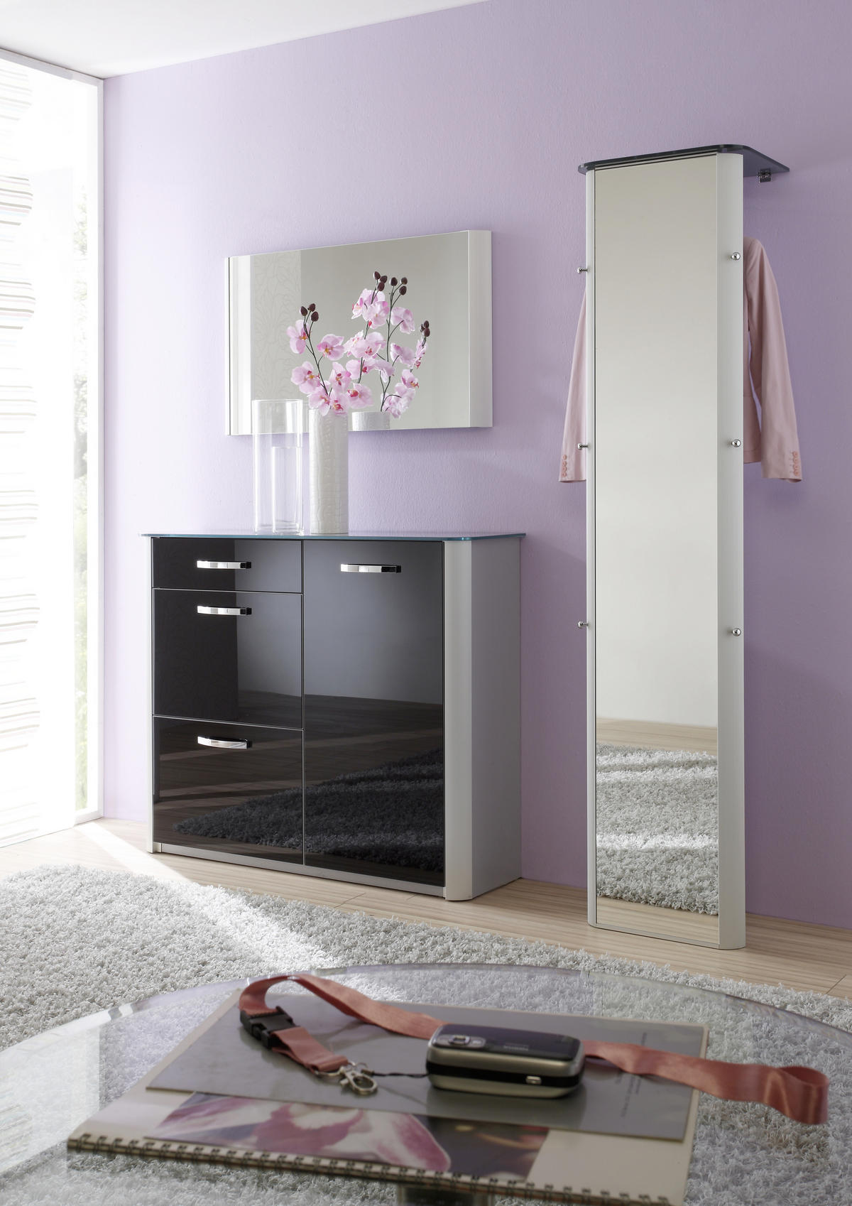 GARDEROBE  in 45/192/35 cm  - Alufarben, Design, Glas/Holzwerkstoff (45/192/35cm) - Moderano