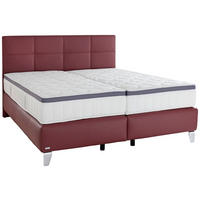BOXSPRINGBETT 180/200 cm  in Bordeaux  - Chromfarben/Bordeaux, KONVENTIONELL, Leder/Textil (180/200cm) - Novel