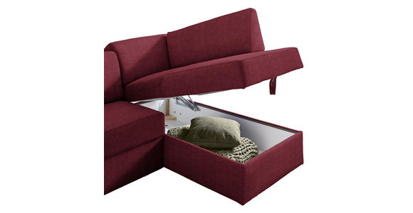 ECKSOFA in Webstoff Rot 224/165 cm - Rot/Schwarz, KONVENTIONELL, Kunststoff/Textil (224/165cm) - Xora