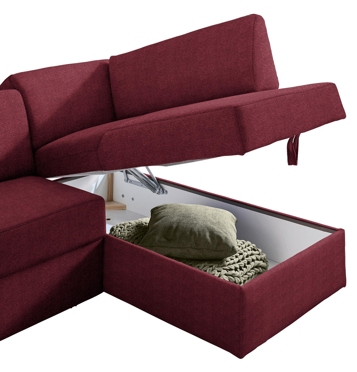 ECKSOFA in Webstoff Rot  - Rot/Schwarz, Konventionell, Kunststoff/Textil (224/165cm) - Xora