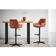 BARHOCKER Echtleder Cognac Eisen Sitzfläche 360° drehbar, inklusive Armlehnen  - Cognac/Schwarz, Design, Leder/Metall (55/90-116/53cm) - Novel