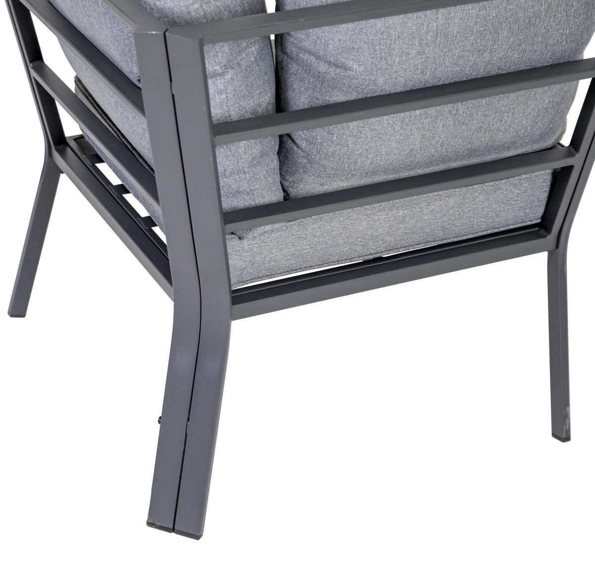 LOUNGEGARNITUR 4-teilig   131,5/77/72 cm Aluminium  - Anthrazit, Basics, Glas/Textil (131,5/77/72cm) - Gardenson