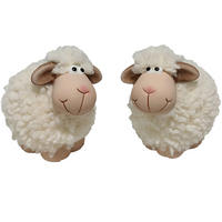 OKRASNA OVCA   10,5/6,5/10 cm           rjava, bela  - bela/rjava, Trendi, tekstil/keramika (10,5/6,5/10cm)