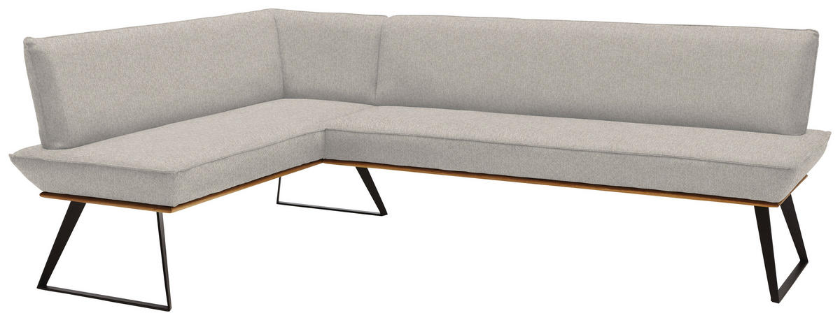 ECKBANK 163/243 cm  in Schwarz, Eichefarben, Greige  - Greige/Eichefarben, Design, Holz/Textil (163/243cm) - Voleo