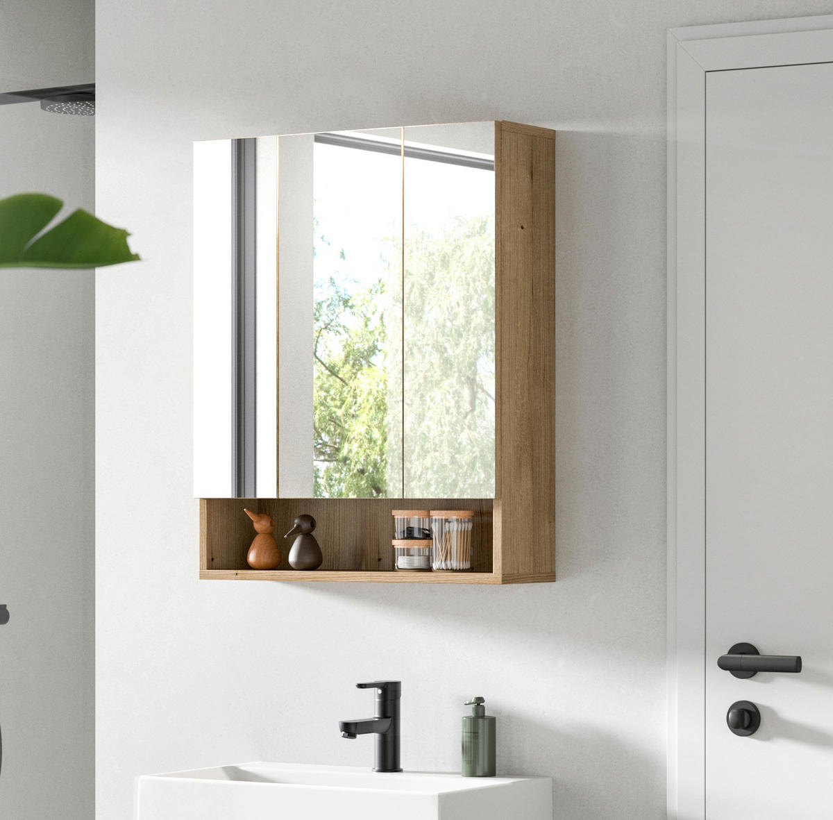SPIEGELSCHRANK 60/74/18 cm  - Eichefarben, Trend, Glas/Holzwerkstoff (60/74/18cm) - MID.YOU
