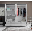 KLEIDERSCHRANK  in Weiß  - Alufarben/Weiß, KONVENTIONELL, Glas/Holzwerkstoff (180/190/51cm) - Carryhome