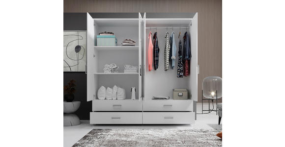 KLEIDERSCHRANK  in Weiß  - Alufarben/Weiß, KONVENTIONELL, Glas/Holzwerkstoff (180/190/51cm) - Carryhome