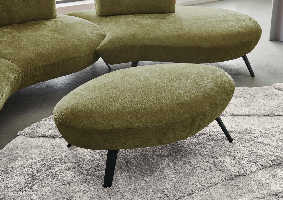 HOCKER Flachgewebe Olivgrün  - Schwarz/Olivgrün, Design, Textil/Metall (117/43/78cm) - Moderano