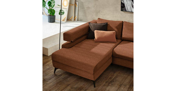 ECKSOFA in Chenille Cognac  - Cognac/Schwarz, KONVENTIONELL, Textil/Metall (184/265cm) - Hom`in