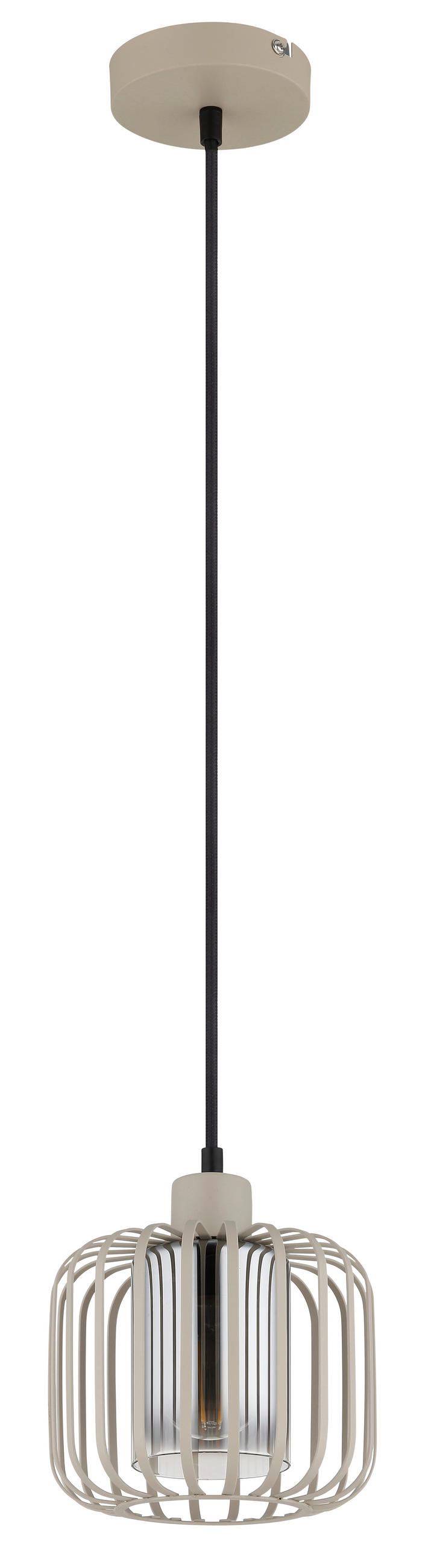 HÄNGELEUCHTE 18/120 cm  - Sandfarben/Klar, Design, Glas/Textil (18/120cm) - Globo