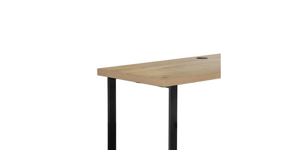 ECKSCHREIBTISCH 150/120/75 cm  in Schwarz, Eichefarben  - Eichefarben/Schwarz, KONVENTIONELL, Holzwerkstoff/Metall (150/120/75cm) - Carryhome