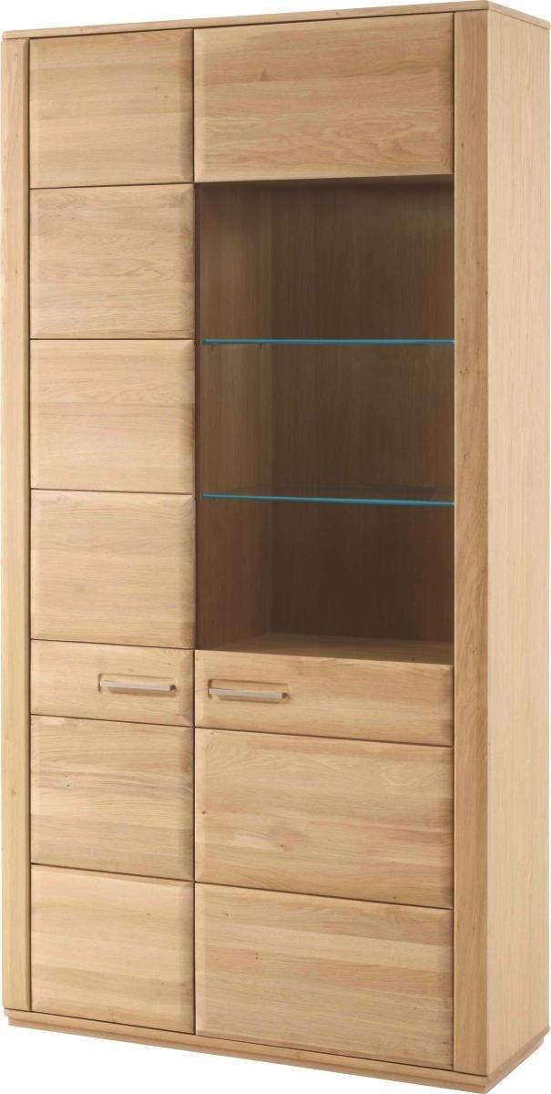 VITRINE  in furniert, massiv Eiche Eichefarben - Edelstahlfarben/Eichefarben, KONVENTIONELL, Glas/Holz (107/209/38cm) - Novel